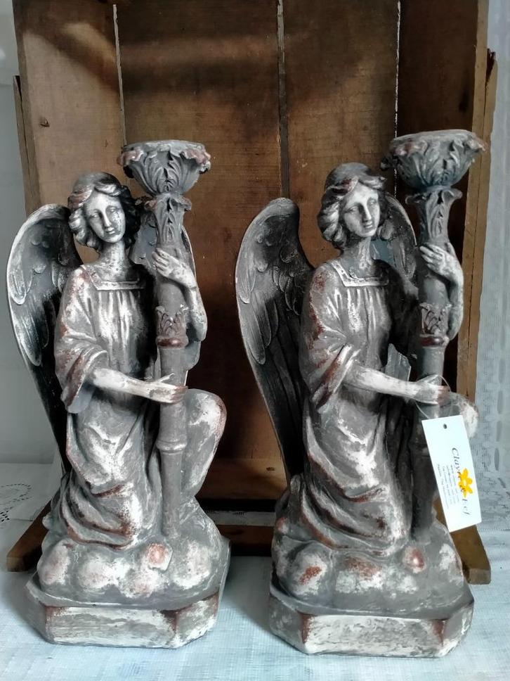 Clayre en Eef kandelaars engel, Huis en Inrichting, Woonaccessoires | Kandelaars en Kaarsen, Nieuw, Kandelaar, 25 tot 50 cm, Kunststof