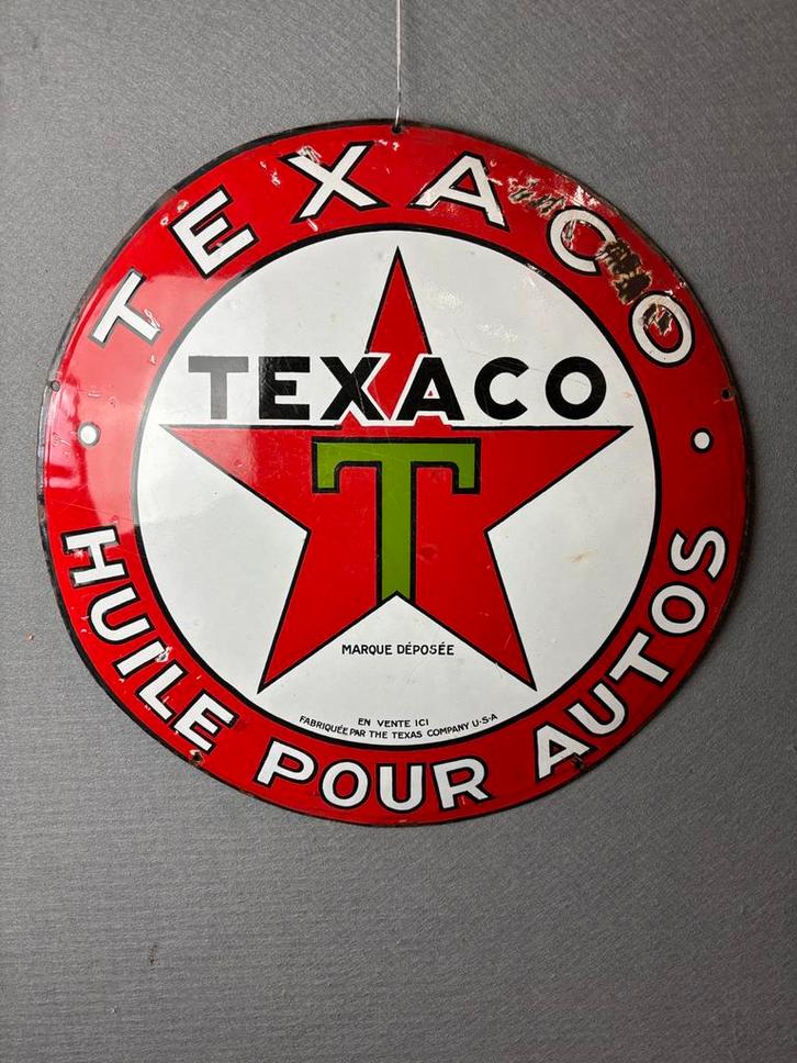 Texaco bol emaille reclamebord 1930-1040, Antiek en Kunst, Antiek | Emaille, Ophalen of Verzenden