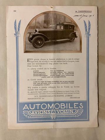 Automobiles Avions Voisin - Reclame uit 1926 beschikbaar voor biedingen