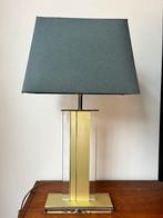 Jaren 80 tafellamp - messing & plexiglas  – Hollywood chique, Ophalen, Zo goed als nieuw, Minder dan 50 cm