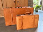 Vintage leren koffers - Set van 2, Sieraden, Tassen en Uiterlijk, Koffers, Gebruikt, Slot, Leer, 35 tot 45 cm