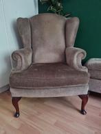 Vintage relax fauteuil + poef, Ophalen, Gebruikt, 75 tot 100 cm, Stof