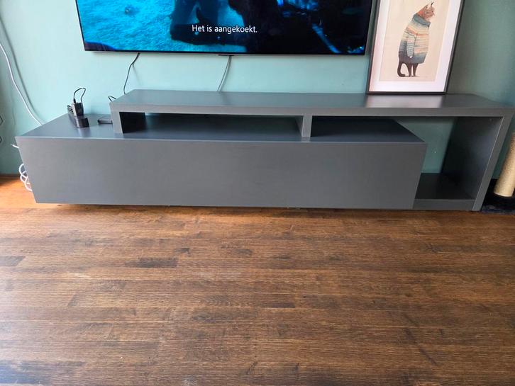 Donkergrijs TV Meubel met lade, Huis en Inrichting, Kasten | Televisiemeubels, Gebruikt, Minder dan 100 cm, 200 cm of meer, 25 tot 50 cm