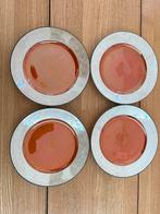 4 borden Societé Ceramique Maastricht oranje/zalm luster, Antiek en Kunst, Ophalen of Verzenden