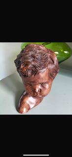 Gesigneerd pruilend baby hoofd sculptuur, Antiek en Kunst, Ophalen of Verzenden