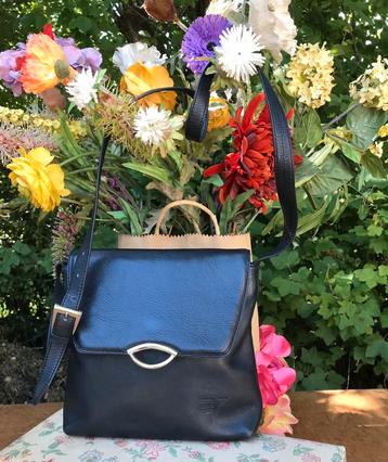 VICOSTA schoudertasje - donkerblauw - vintage - soepel leder beschikbaar voor biedingen