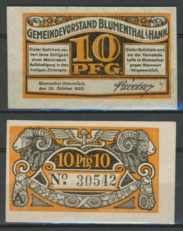 Blumenthal 10 Pfg 1920 Duits Notgeld Noodgeld Biljet r-179  beschikbaar voor biedingen