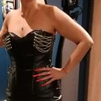 Lederlook korset met kettinkjes, Verzenden, Zwart, Body of Korset