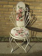 Brocante metalen boudoir stoel met bloemen kaptafelstoel, Ophalen