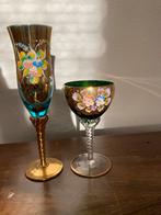 2 glazen antiek murano Venetiaanse glas alleen als set, Antiek en Kunst, Ophalen of Verzenden