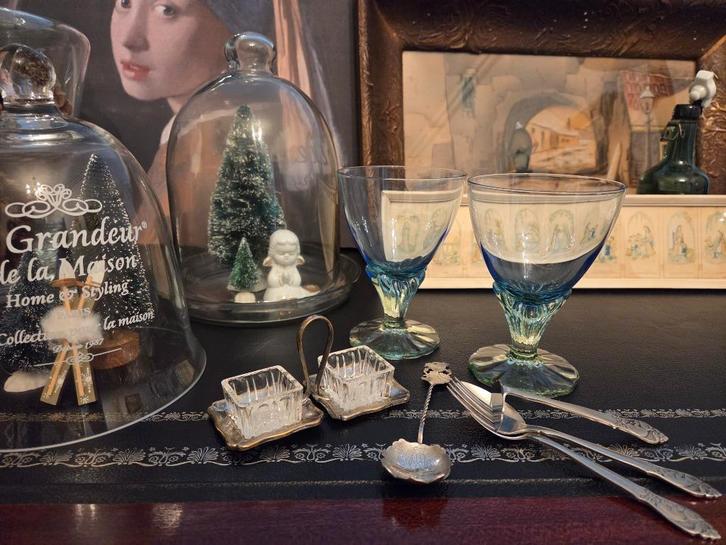 Glazen ijscoupes blauw lichtgroen, Verzamelen, Glas en Borrelglaasjes, Zo goed als nieuw, Overige typen, Ophalen of Verzenden