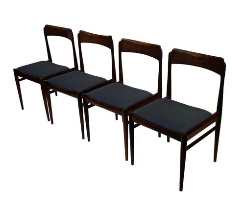 Vintage Set 4x Stoelen In Palissander Jaren 60 Design, Huis en Inrichting, Stoelen, Gebruikt, Vier, Hout, Stof, Ophalen