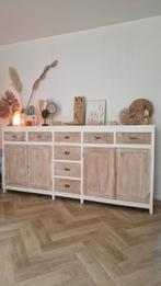 Teak Dressoir Wit White Wash, Huis en Inrichting, Kasten | Buffetkasten, Gebruikt, 100 tot 150 cm, 150 tot 200 cm, Teakhout