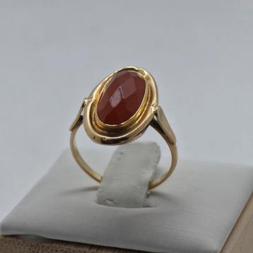 Gouden Ring 14k 585 met Carneool - Maat 17 beschikbaar voor biedingen