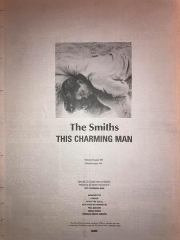 Paginagrote A3 advertentie THE SMITHS Charming Man release beschikbaar voor biedingen