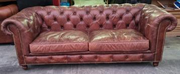 Vintage Chesterfield bank cigar brown leer + BEZORGING  beschikbaar voor biedingen