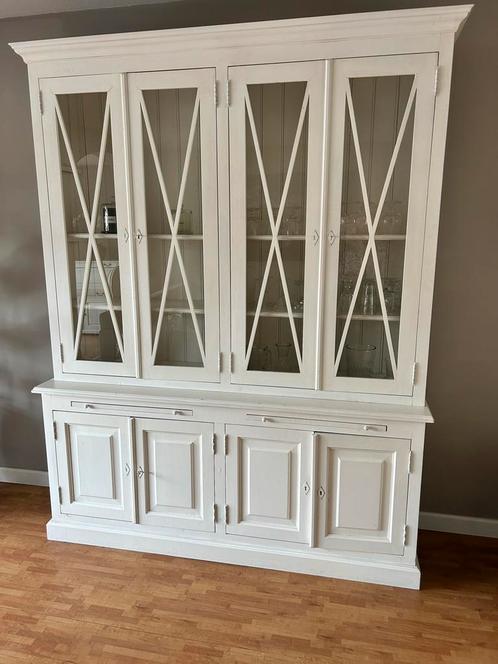 Grote houten vitrinekast, Huis en Inrichting, Kasten | Buffetkasten, Gebruikt, 200 cm of meer, 150 tot 200 cm, 25 tot 50 cm, Met deur(en)