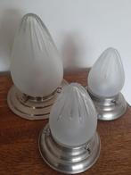 3 glazen plafonnieres - art deco stijl, Ophalen of Verzenden, Zo goed als nieuw, Glas