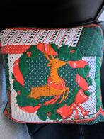 Vintage kerstkussen met hert, Ophalen of Verzenden, Zo goed als nieuw, Vierkant