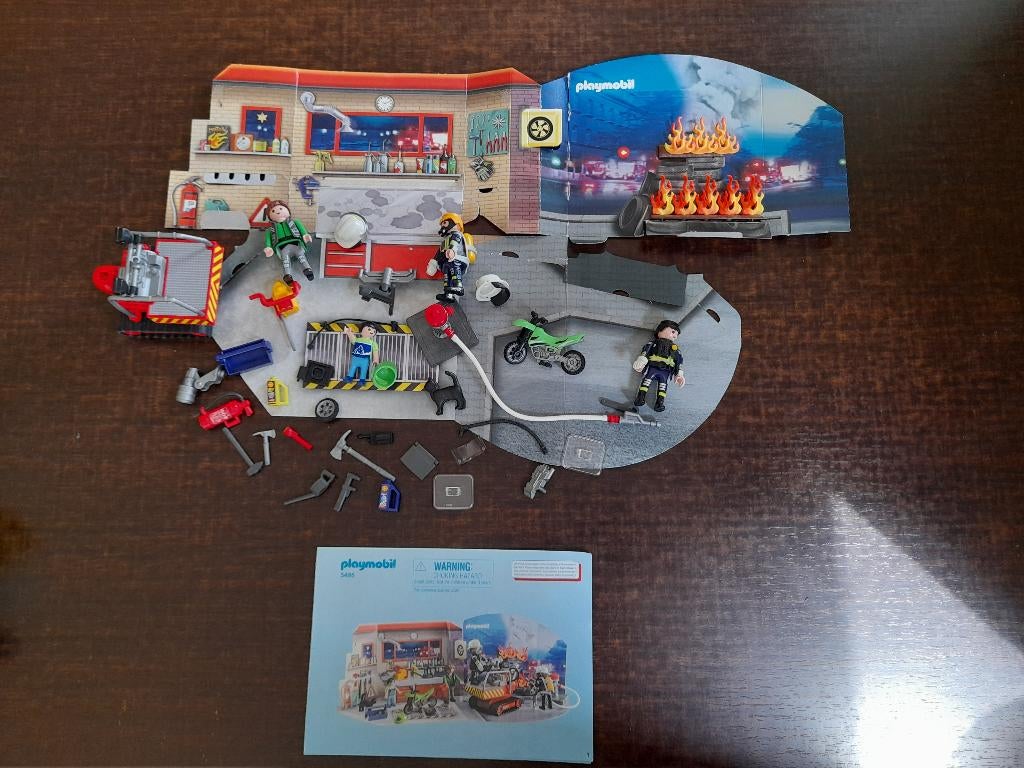 Playmobil brandweer en garageset, Ophalen of Verzenden, Zo goed als nieuw, Complete set