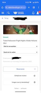 2 kaartjes voor Halloween Fright night