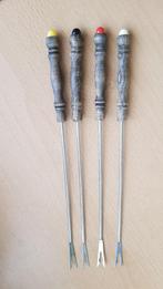 4 vintage fonduevorkjes met houten handvat, Ophalen, Gebruikt, Los bestek