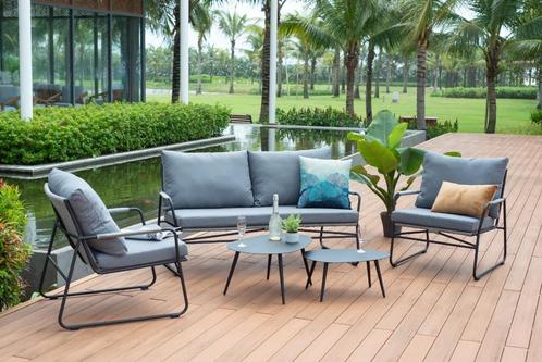loungeset Kamiyah rope lichtgrijs, Tuin en Terras, Tuinsets en Loungesets, Nieuw, Loungeset, Aluminium, 4 zitplaatsen, Bank, Bijzettafel
