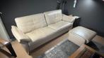Luxe leren 2,5 zits bank merk W. Schilling, kleur stone., Ophalen, Gebruikt, Leer, Confortabel
