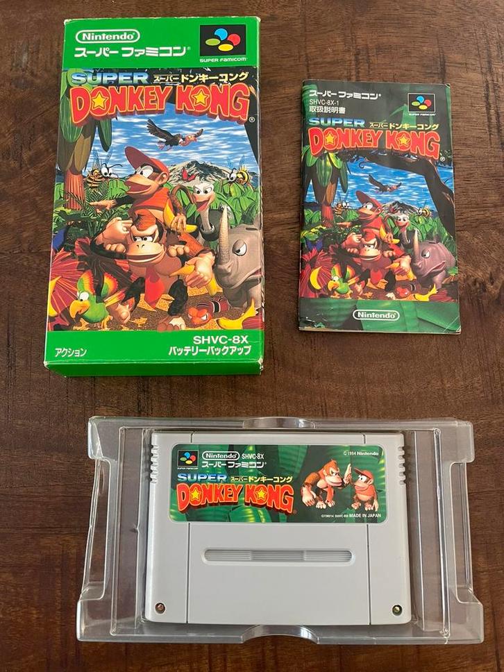 Super Donkey Kong Country SNES Super Nintendo SFC CIB NTSC, Spelcomputers en Games, Games | Nintendo Super NES, Zo goed als nieuw