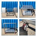 Zware mobiele kleine rvs tafel met losse plaat elementen, Ophalen, 25 tot 50 cm, 50 tot 100 cm, Minder dan 100 cm