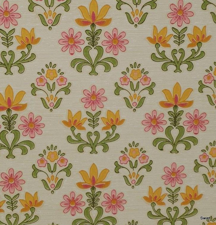 13172 Origineel uniek vintage oud behang wallpaper swiet, Huis en Inrichting, Stoffering | Behang, 75 m² of meer, Verzenden