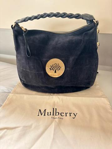 Originele donkerblauwe suede Mulberry Daria hobo handtas beschikbaar voor biedingen