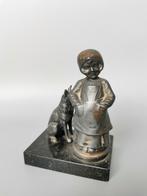 Art deco beeld meisje met herdershond, Verzenden
