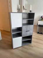 Grijze vakkenkast met deuren, Huis en Inrichting, Kasten | Wandmeubels, Ophalen, Met deur(en), 100 tot 150 cm, Zo goed als nieuw