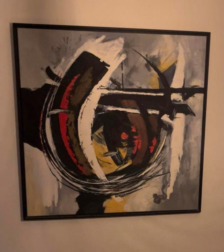 Groot schilderij met baklijst, Antiek en Kunst, Kunst | Schilderijen | Abstract, Ophalen