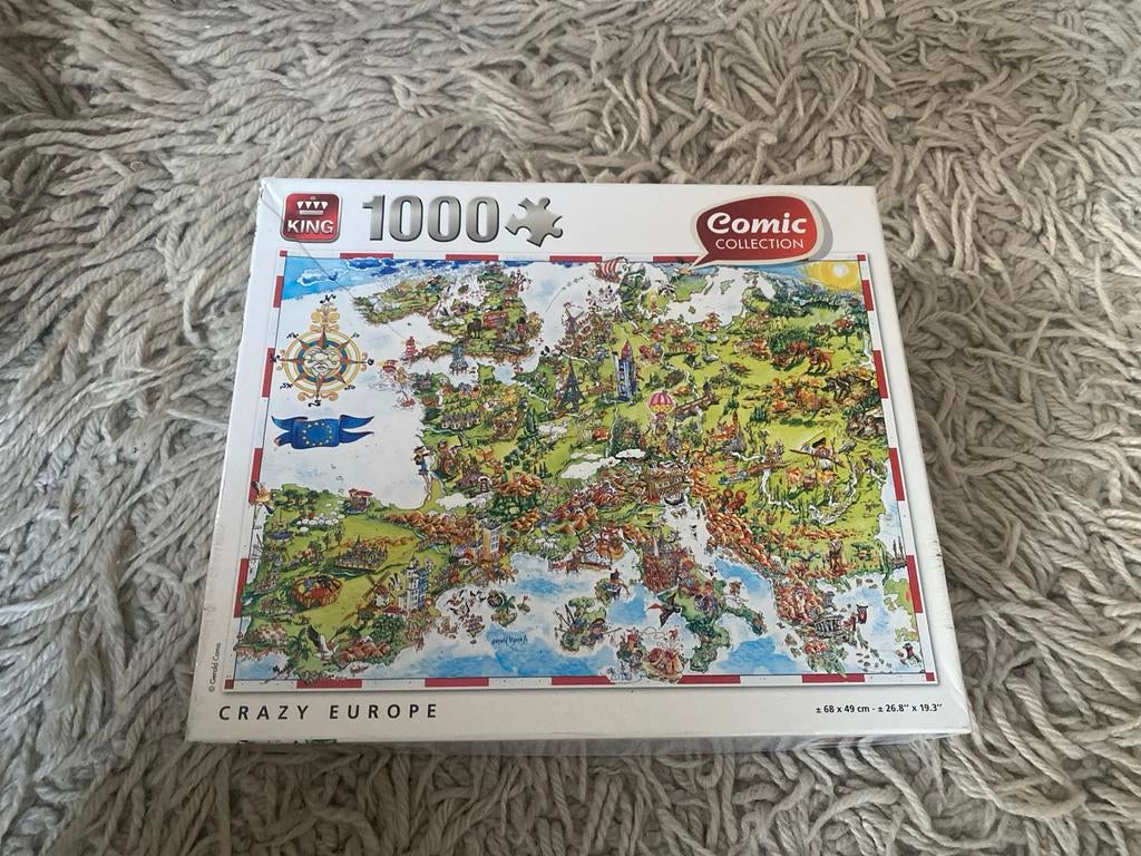 King Puzzel - Crazy Europe - 1000 stukjes, Ophalen of Verzenden, 500 t/m 1500 stukjes, Zo goed als nieuw, Legpuzzel