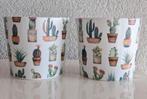 Twee Bloempotten met Cactus opdrukken, Tuin en Terras, Bloempotten, Rond, Ophalen of Verzenden, Zo goed als nieuw, Minder dan 25 cm