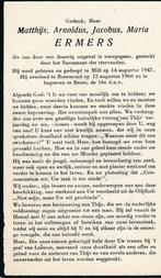 Ermers 1947 Mill 1966 Roermond Begr Beers ongeval, Verzamelen, Bidprentjes en Rouwkaarten, Ophalen of Verzenden, Bidprentje