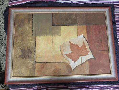 Repro met herfstkleuren achter glasplaat in houten lijst, Huis en Inrichting, Woonaccessoires | Schilderijen, Tekeningen en Foto's