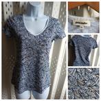 XS GRAIN & MALICE donkerblauw dames t-shirt blaadjesprint!, Maat 34 (XS) of kleiner, Blauw, Grain & Malice, Ophalen of Verzenden