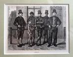 Zeeland Walcheren houtgravure 1875 mannen in klederdracht, Ophalen of Verzenden