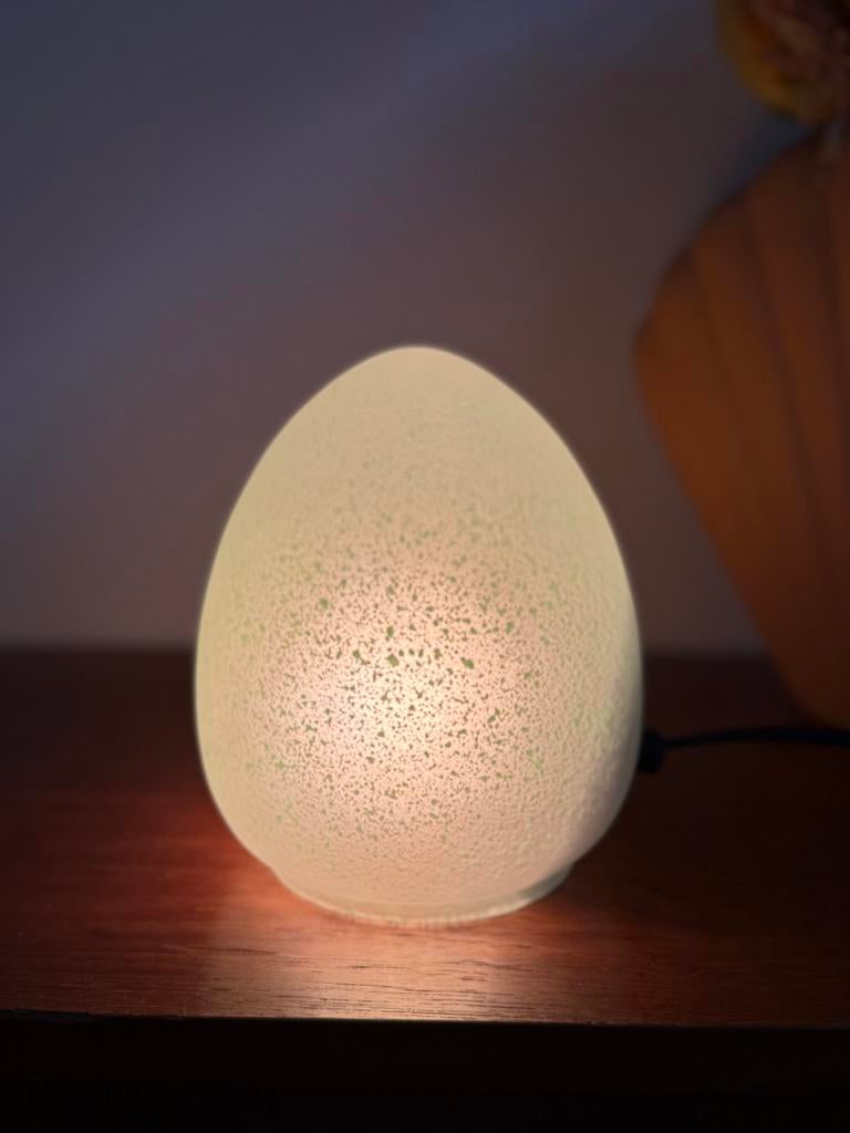 Vintage egglamp, Huis en Inrichting, Lampen | Tafellampen, Ophalen of Verzenden, Zo goed als nieuw, Glas, Minder dan 50 cm