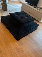 Prachtige woonkussens velvet zwart met glitter knopen groot!, Ophalen, Zo goed als nieuw, Vierkant, 50 tot 75 cm