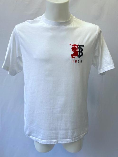 BURBERRY Wit logo borst HEREN t-shirt  Maat S/XS, Kleding | Heren, T-shirts, Zo goed als nieuw, Maat 46 (S) of kleiner, Wit, Ophalen of Verzenden