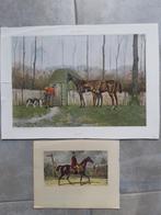 13 / 2 gekleurde gravures uit 19e eeuw Paarden en de jacht, Antiek en Kunst, Kunst | Etsen en Gravures
