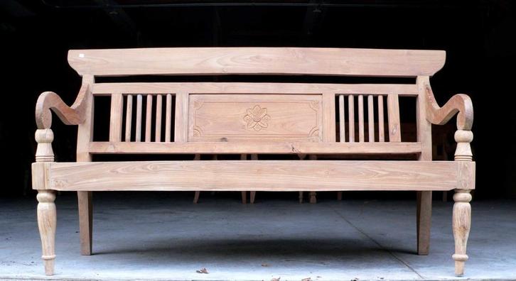 Antieke stationsbank teak houten lounge tuin bank RB42, Antiek en Kunst, Antiek | Meubels | Stoelen en Banken, Ophalen of Verzenden