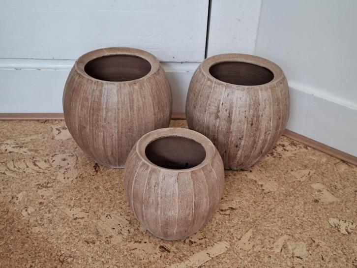 Set van 3 decoratieve potten, Huis en Inrichting, Woonaccessoires | Vazen, Zo goed als nieuw, Overige kleuren, Minder dan 50 cm