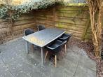 Tuintafel met glazen blad + 4 stoelen, Tuin en Terras, Ophalen, 4 zitplaatsen, Gebruikt, Eettafel