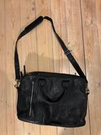 Zwarte leren schoudertas - heren - aktetas - laptoptas, Ophalen of Verzenden