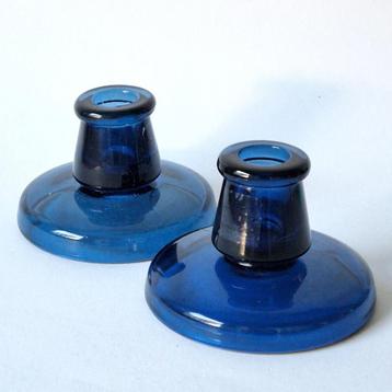 2 blauwe kandelaars van Maria Kariis Ikea 90s beschikbaar voor biedingen